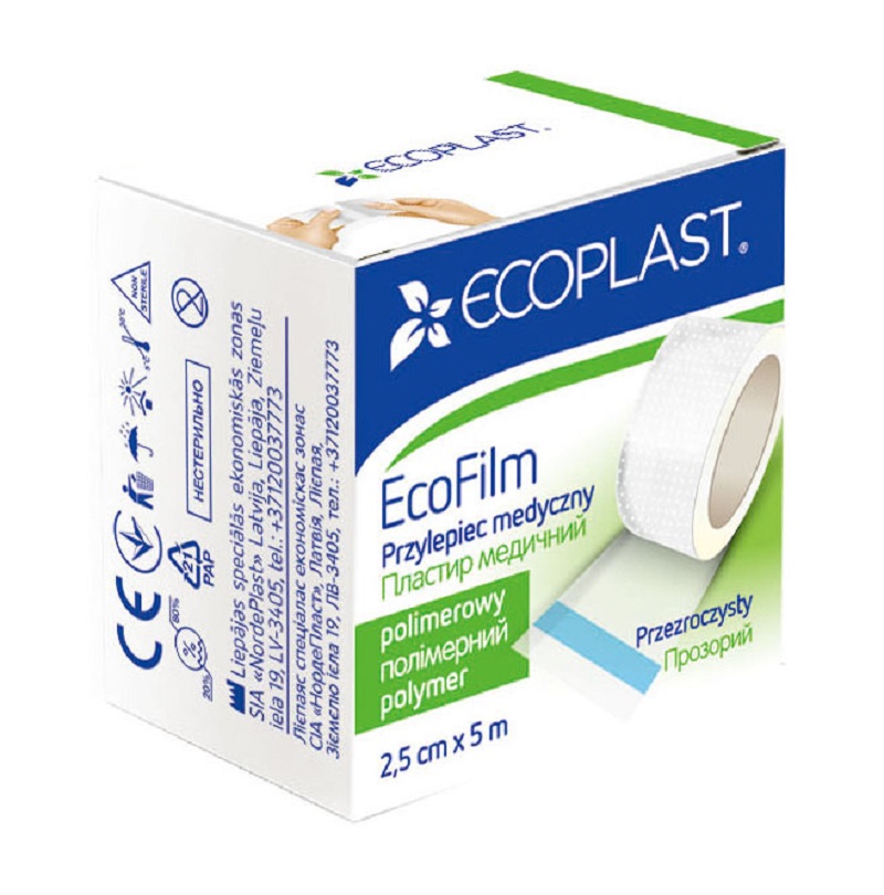 Пластир медичний полімерний водостійкий 2.5 см x 500 см "ЕкоФілм" (папер)